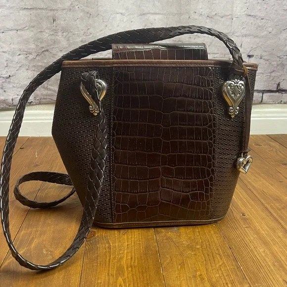 Brighton | Bags | Brighton Brown Leather Croc Print Shoulder  display picture 1